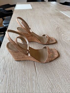 Ann Taylor Women’s Cork Strappy Slingback wedge Sandals 9